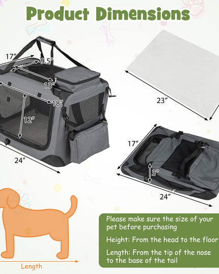 Giantex Folding Soft Dog Crate with 5-Sided Mesh & 3 Doors