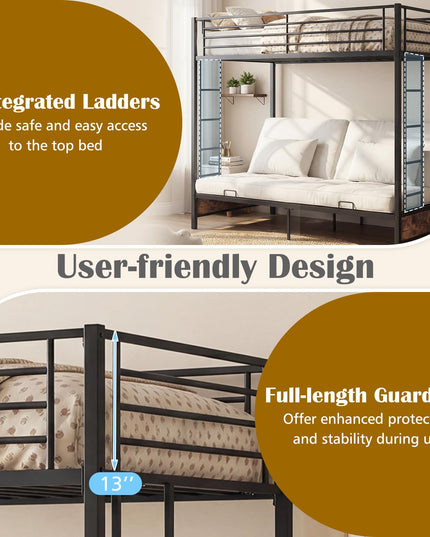 Giantex 77" x 41.5" x 71" Twin Over Twin Futon Bunk Bed