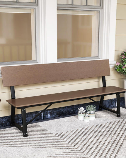 Giantex Outdoor Bench, 4-Person 72 Inches Garden Bench with Weatherproof HDPE Backrest & Seat