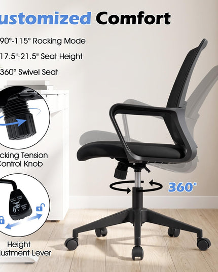 Mesh Office Chair, Mid Back Computer Desk Chair, Ergonomic Executive Chair