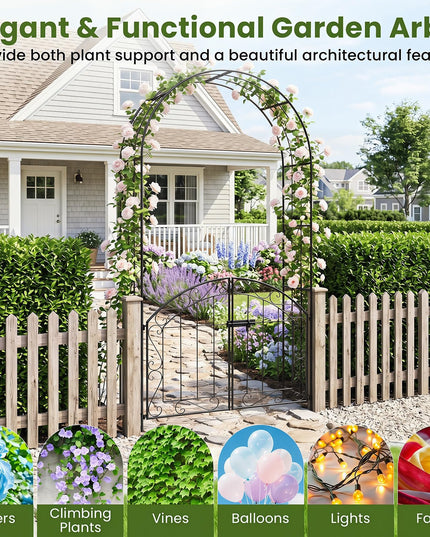 Giantex 79" H x 39" W Garden Arch with Gate & Safety Latch