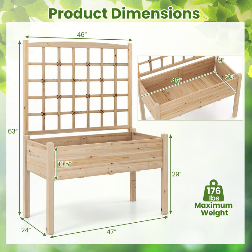 Giantex Raised Garden Bed with Trellis Outdoor Horticulture Planter