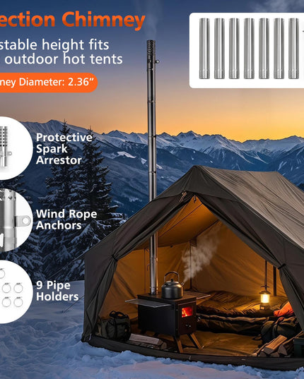 GIANTEX Hot Tent Stove | 8.4 ft Wood Burning Stove with Ash Tray