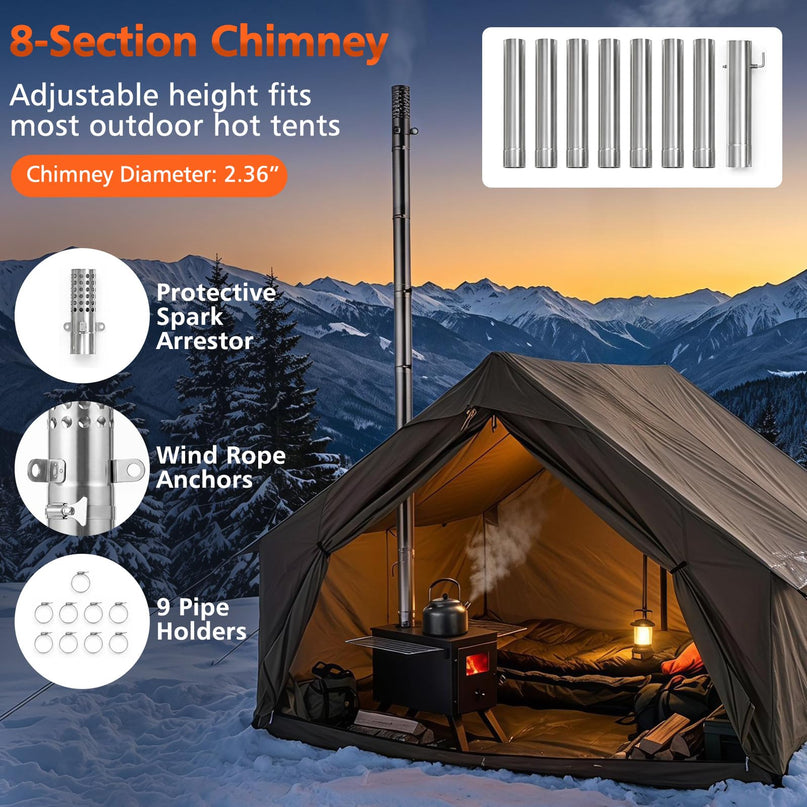 GIANTEX Hot Tent Stove | 8.4 ft Wood Burning Stove with Ash Tray