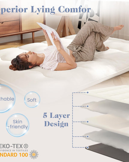 Giantex Japanese Floor Mattress Futon Mattress, Roll Up Mattress Tatami Mat with Washable Cover and Carry Bag