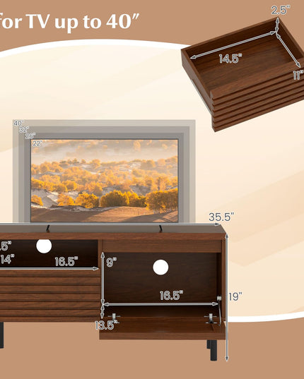 Meuble TV Giantex moderne de style Mid-Century pour téléviseur 40 pouces pour chambre à coucher