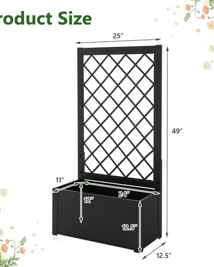 Giantex Raised Garden Bed with Trellis, 49" Metal Vertical Planter with Garden Trellis