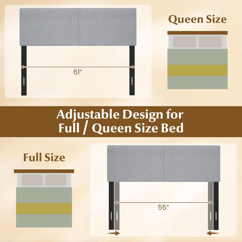 Giantex Linen Upholstered Headboard Queen/Full Size Vertical Quilted Fabric Head Board
