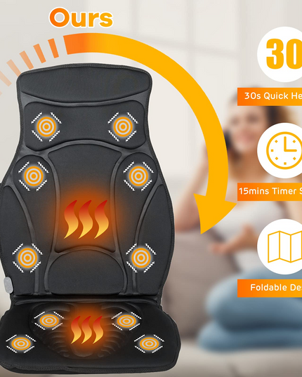 Giantex Back Massager for Back Pain, Chair Massage Pad Shiatsu Massage Seat with 10 Vibration Motors