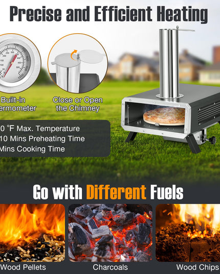 Giantex Pizza Oven Outdoor - 360° Rotating Pizza Stone