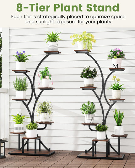 Giantex Plant Stand Indoor with Grow Lights 8-Tier 58" Tall Corner Metal Plant Shelf
