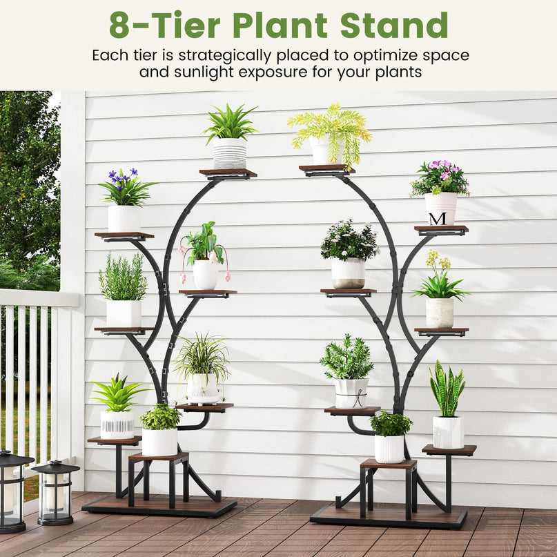 Giantex Plant Stand Indoor with Grow Lights 8-Tier 58" Tall Corner Metal Plant Shelf