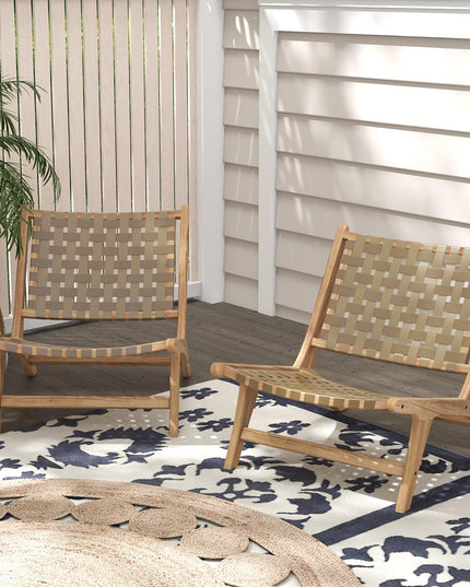 Giantex Woven Accent Chair Set of 1/2, Boho Mid Century Modern Armless Accent Chair w/Nylon Backrest & Seat