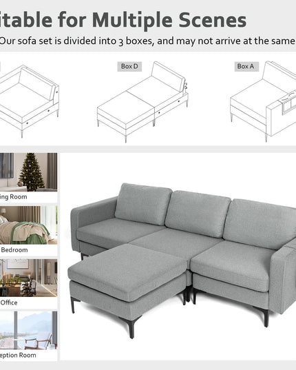 Giantex 94.5" L Convertible Sofa Couch, 3 Seat Sectional Sleeper with USB Ports & Socket