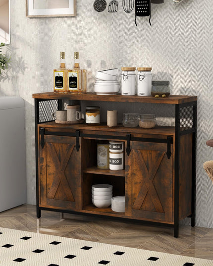 Giantex Buffet Cabinet with Storage, Farmhouse Coffee Bar Cabinet w/ 3-Level Adjustable Shelves