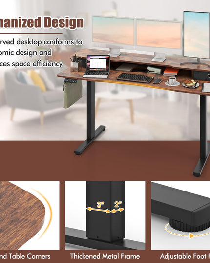 Giantex Electric Standing Desk with 2 Drawers, 63" x 24"