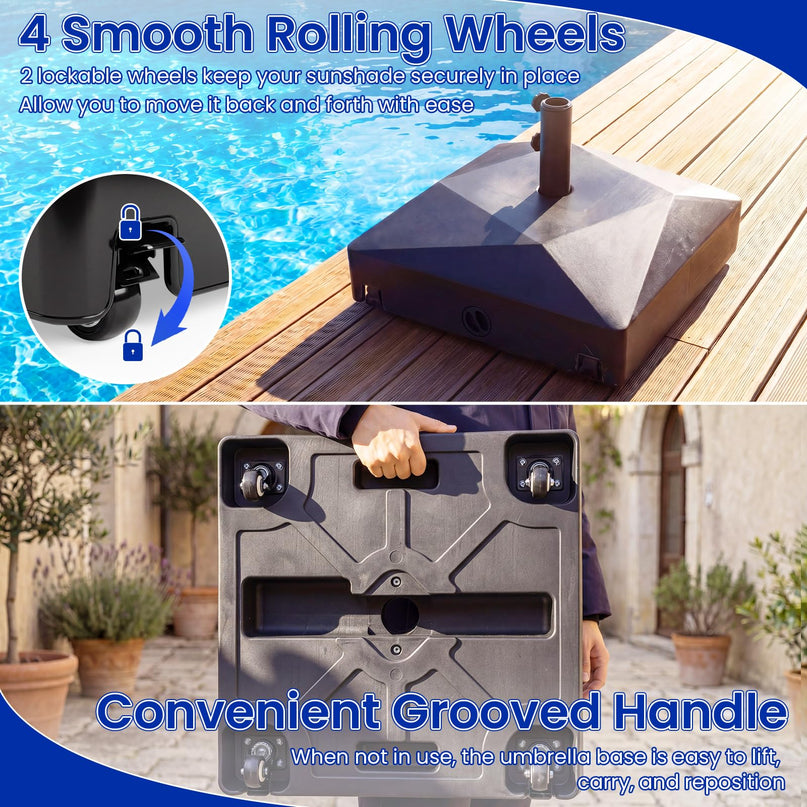 Giantex Fillable Patio Umbrella Base with 4 Wheels