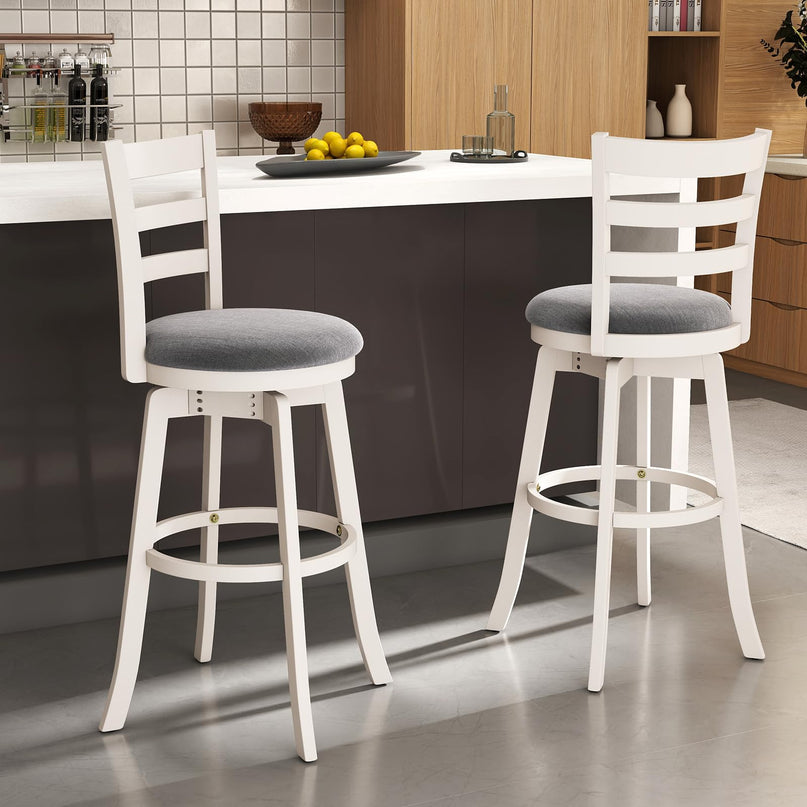 Giantex Swivel Bar Stools Set with Fabric Upholstered Seat