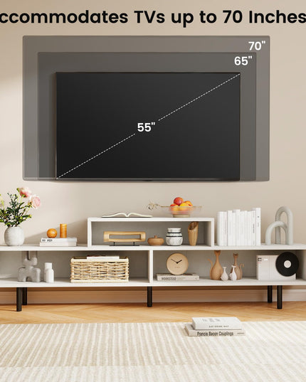 Meuble TV Giantex 3 cases pour téléviseurs jusqu'à 70 pouces, meuble de divertissement avec compartiments de rangement ouverts