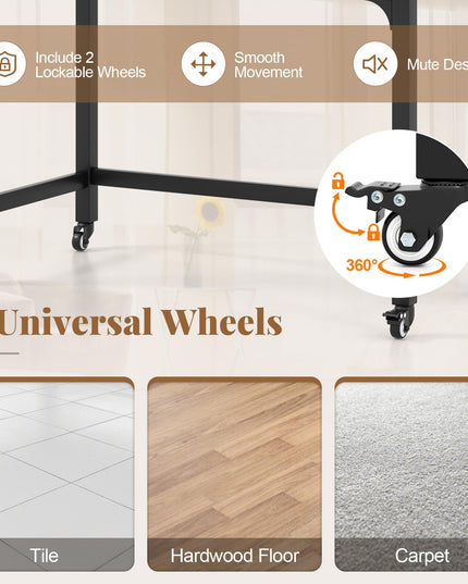 Giantex 48" Rolling Computer Desk, Mobile Study Writing Desk with Wheels & Metal Frame, Simple Style Home Office Work Bench
