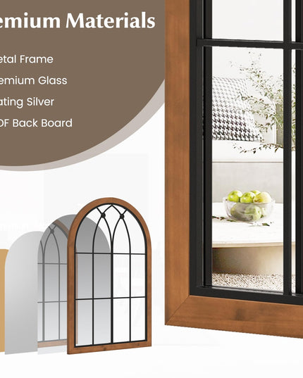 CHARMAID Arched Window Wall Mirror, 36''L x 24''W Farmhouse Accent Mirror