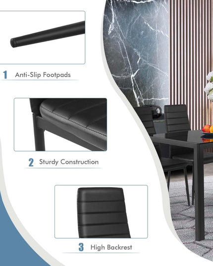 Giantex Set of 4 Dining Chairs, Upholstered Dining Side Chairs with Stain-Proof PVC Leather
