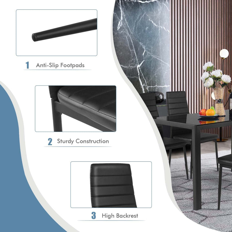 Giantex Set of 4 Dining Chairs, Upholstered Dining Side Chairs with Stain-Proof PVC Leather