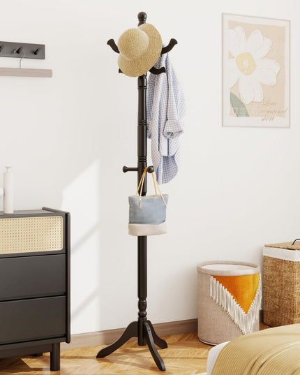Giantex Solid Wood Coat Rack with 3 Adjustable Heights and 11 Hooks