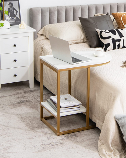 Giantex Side Table, 2-Tier C-Shaped End Table