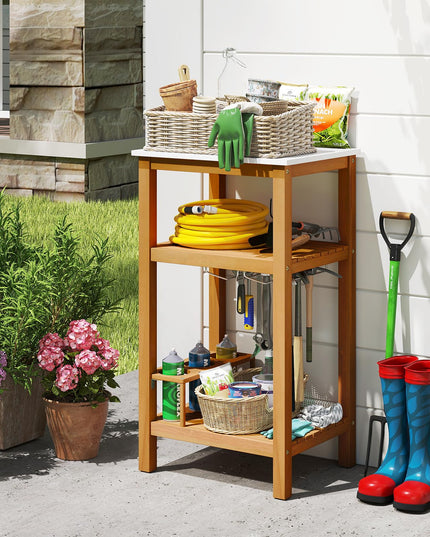Giantex Acacia Wood Outdoor Side Table(Without Drawer)
