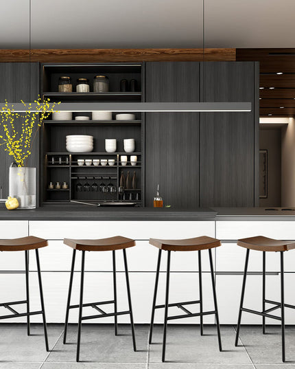 Industrial Saddle Stool with Footrest, Metal Legs, Adjustable Foot Pads, Backless Counter Height Chair for Living Room Kitchen Bar