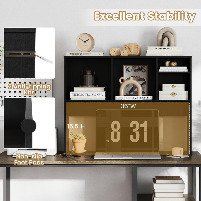 Giantex Desktop Bookshelf with 4 Shelves for Computer Desk ( 10"D x 37"W x 28.5"H )