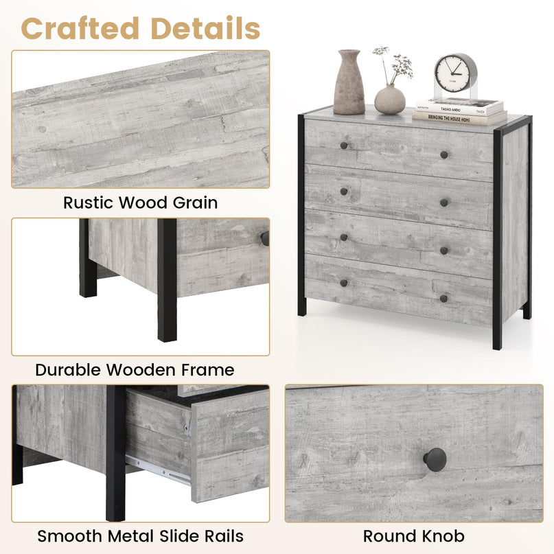 Giantex Dresser for Bedroom with 4 Storage Drawers - Modern Chest of Drawers