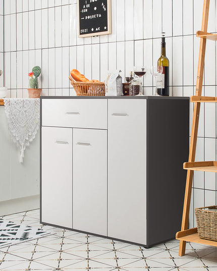 Giantex Buffet Cabinet with Storage, 3 Door Kitchen Cupboard with Large Drawer, Adjustable Shelf