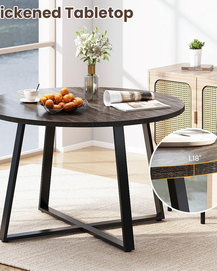 Giantex 47-inches Round Dining Table with Metal Pedestal Base