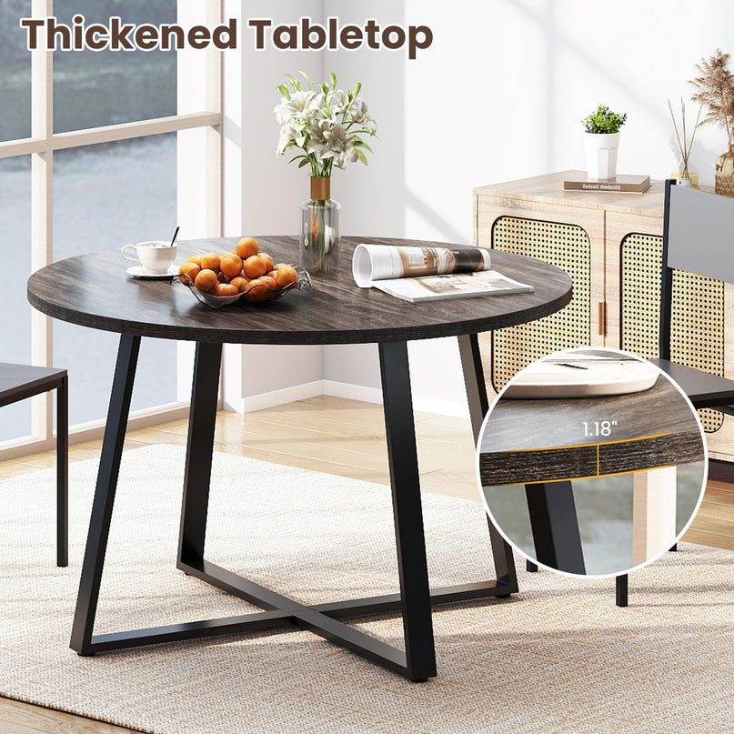 Table de salle à manger ronde Giantex de 47 pouces avec pied central en métal
