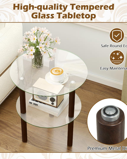 Giantex Round End Table for Living Room Bedroom Home Office