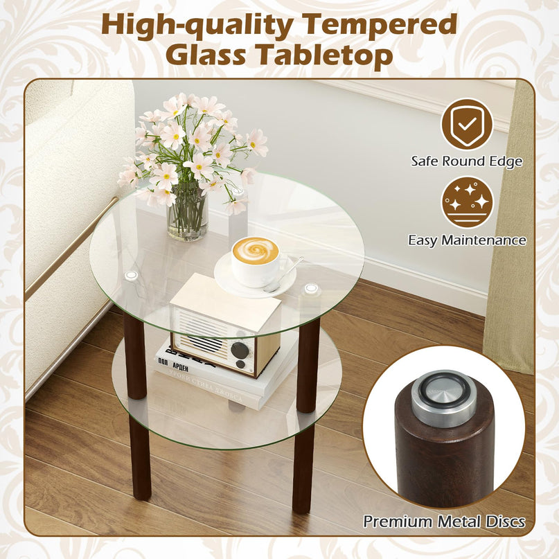 Giantex Round End Table for Living Room Bedroom Home Office