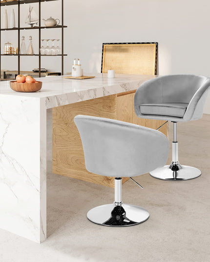 Height Adjustable Modern Velvet Makeup Chair with Chrome Frame
