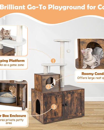 Giantex Cat Tree with Litter Box Enclosure
