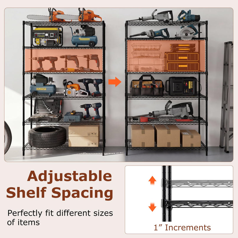 Giantex 6-Tier Storage Shelves | Heavy Duty Metal Shelving Unit for Kitchen Garage Pantry