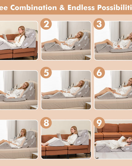 6PCS Orthopedic Bed Wedge Pillow Set - Giantex