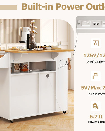 Giantex Rolling Kitchen Island Cart w/Drop Leaf