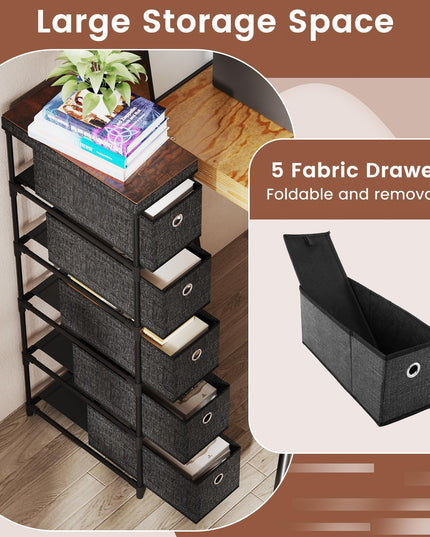 Giantex 5 Drawer Storage Cabinet with Fabric Drawers