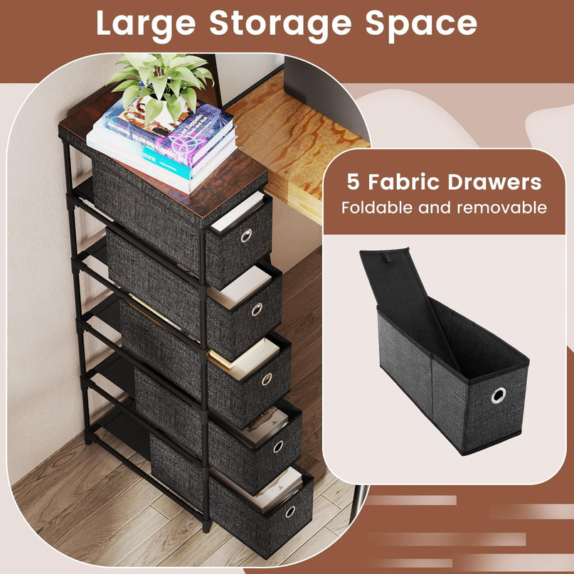 Giantex 5 Drawer Storage Cabinet with Fabric Drawers