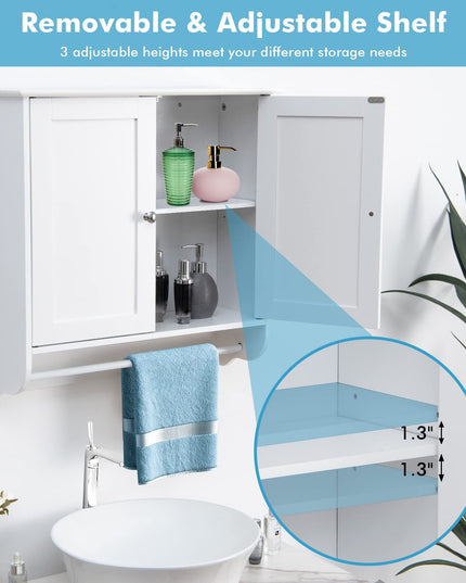 Bathroom Cabinet Wall Mounted - Over The Toilet Medicine Cabinet with Double Doors - Giantex