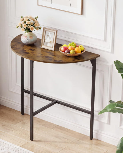 GIANTEX 32" Narrow Half Moon Console Table with Metal Frame & Anti-tip Kits