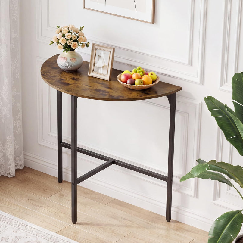 GIANTEX 32" Narrow Half Moon Console Table with Metal Frame & Anti-tip Kits