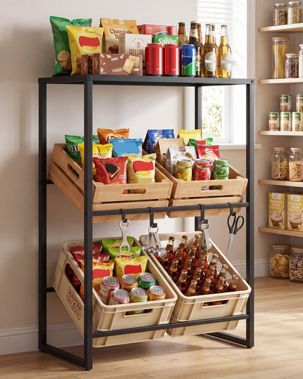 Giantex 3-Tier Drink Crate Rack | Heavy-duty Metal Storage Rack with Shelf