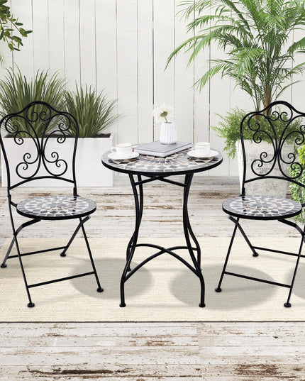 Giantex 24 Inch Patio Bistro Table, Mosaic Round Table w/Ceramic Tile Tabletop